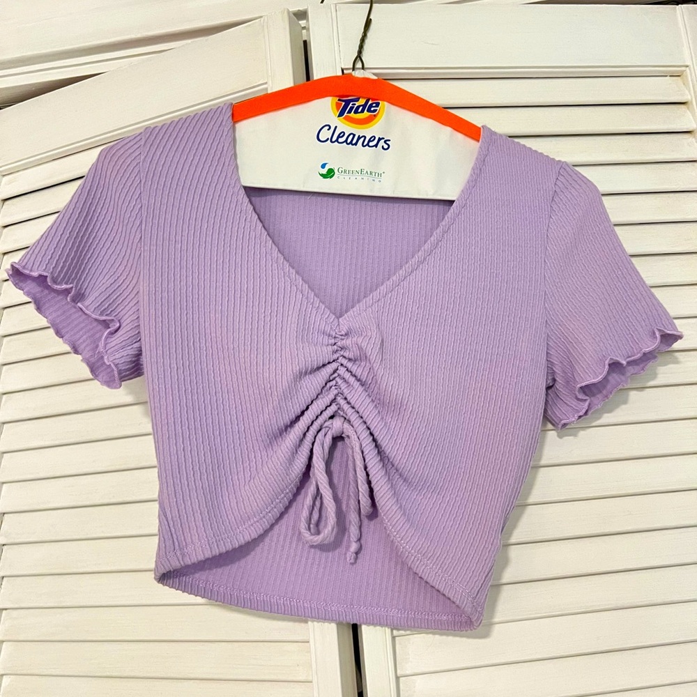 American Threads light purple cinched crop top